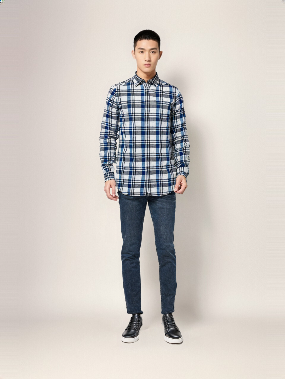 RIVER BLUE Men's Classic Blue Check Shirt
