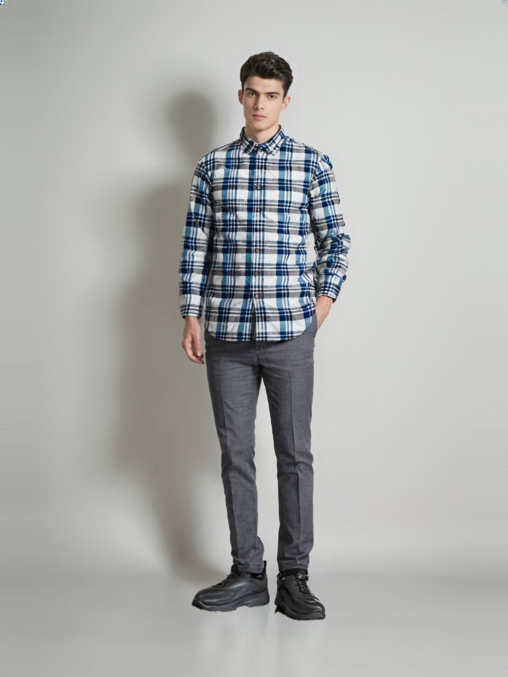 RIVER BLUE Men's Classic Blue Check Shirt