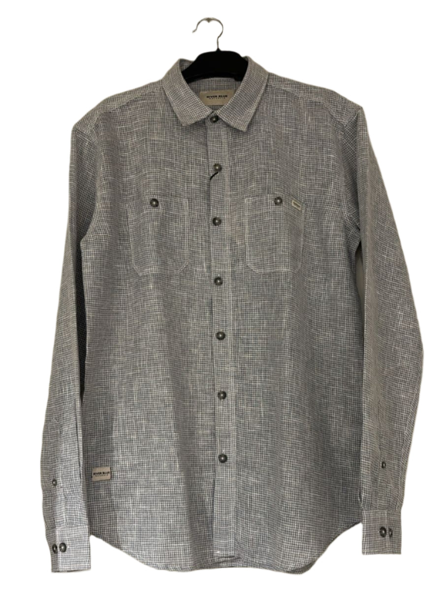 RIVER BLUE Men's Solid Grey Shirt