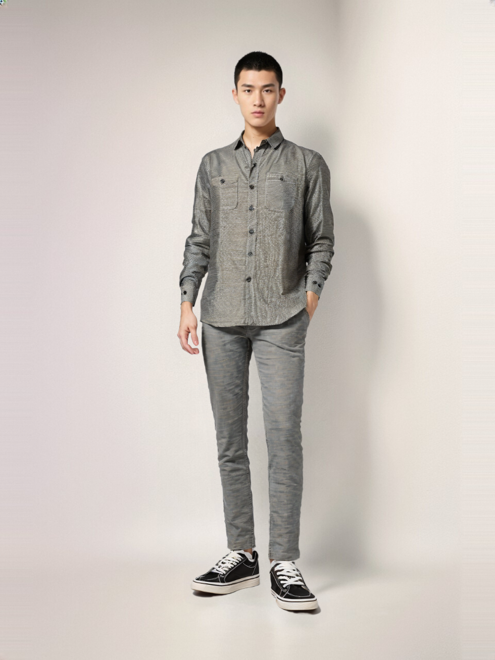 RIVER BLUE Men's Solid Grey Shirt