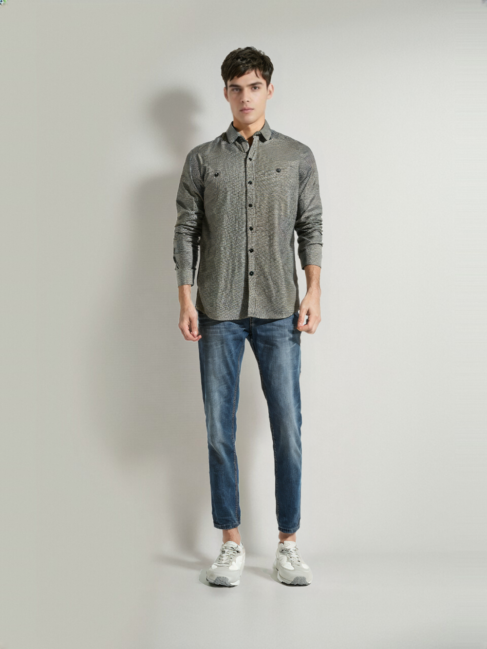 RIVER BLUE Men's Solid Grey Shirt