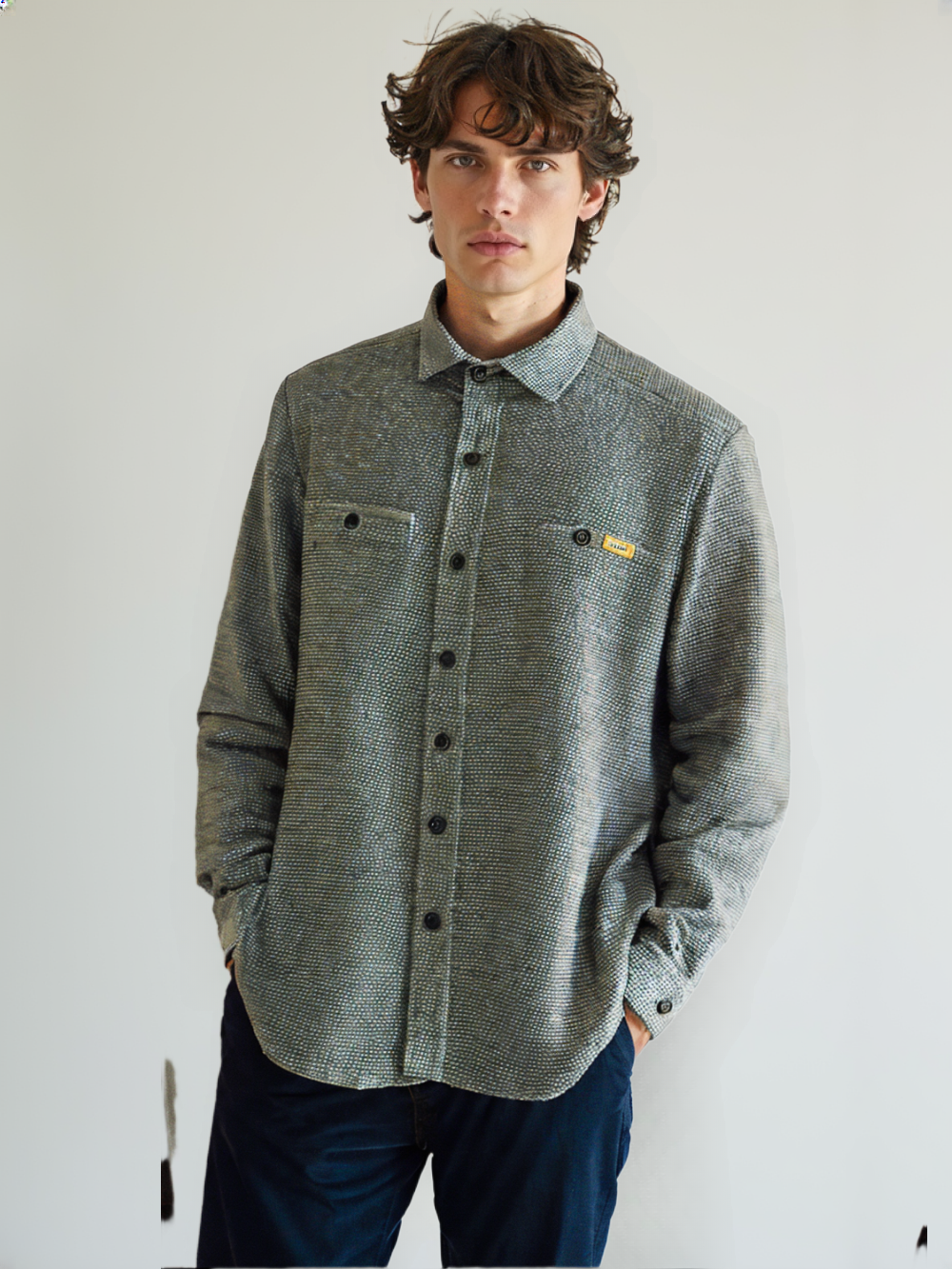 RIVER BLUE Men's Solid Grey Shirt