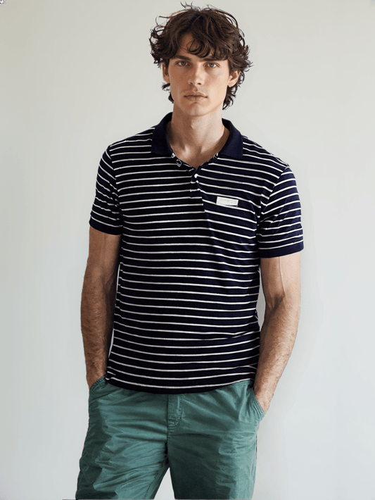 RIVERBLUE Men's Black Striped T-shirt