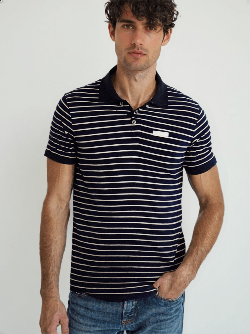RIVERBLUE Men's Black Striped T-shirt