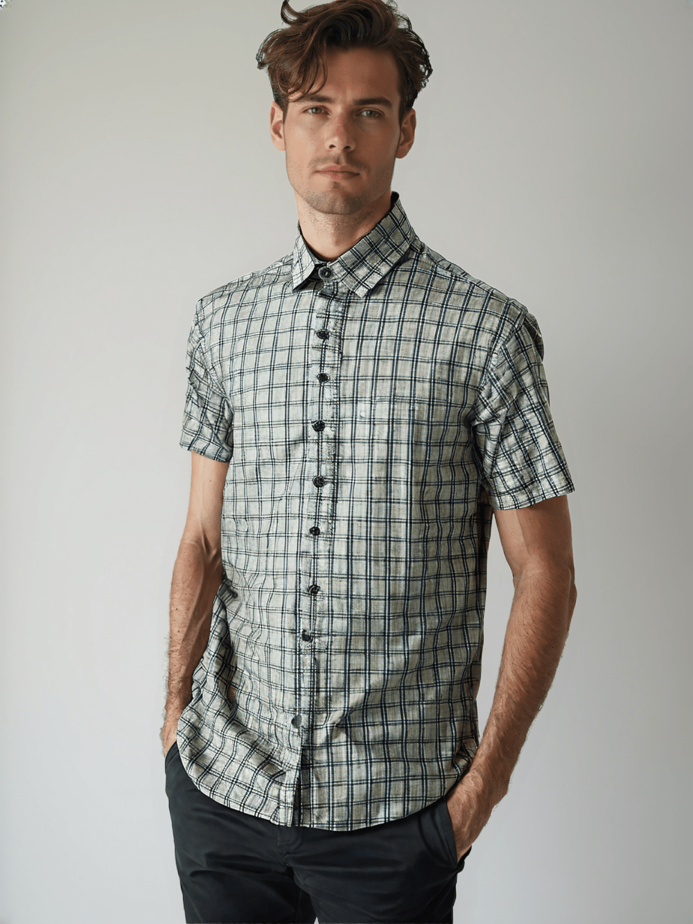 RIVERBLUE Men's Check Shirt