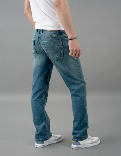 ROOKIES Med Blue 5 Pocket Midrise, Comfort And Straight Fit Jeans