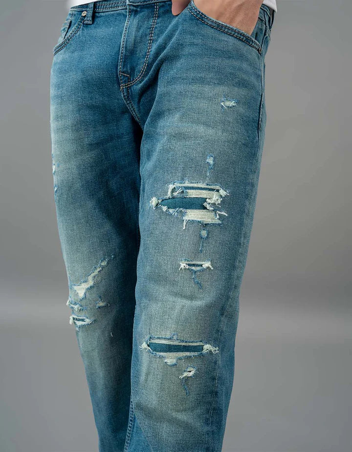 ROOKIES Med Blue 5 Pocket Midrise, Comfort And Straight Fit Jeans