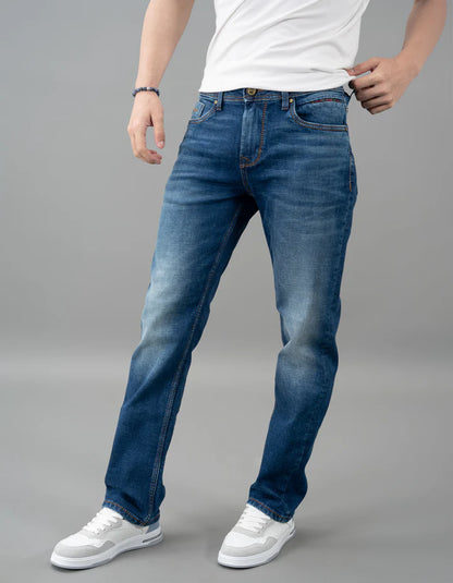 ROOKIES Med Blue 5 Pocket Midrise, Comfort And Straight Fit Jeans