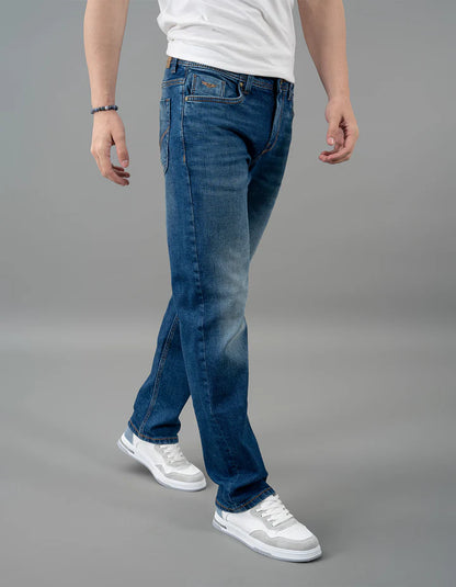 ROOKIES Med Blue 5 Pocket Midrise, Comfort And Straight Fit Jeans