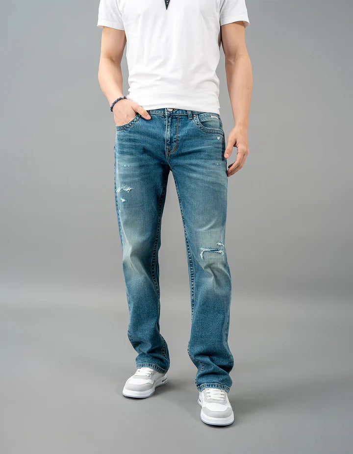 ROOKIES Med Blue 5 Pocket Midrise, Comfort And Straight Fit Jeans