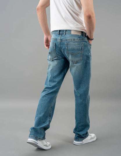 ROOKIES Med Blue 5 Pocket Midrise, Comfort And Straight Fit Jeans