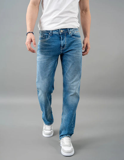 ROOKIES Med Blue 5 Pocket Midrise, Comfort And Straight Fit Jeans