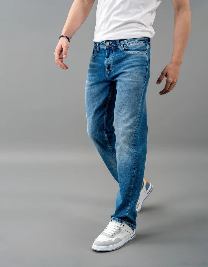 ROOKIES Med Blue 5 Pocket Midrise, Comfort And Straight Fit Jeans