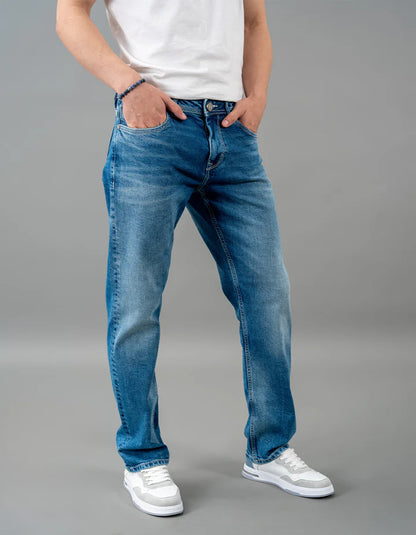 ROOKIES Med Blue 5 Pocket Midrise, Comfort And Straight Fit Jeans