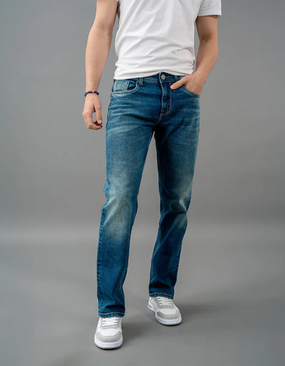 ROOKIES Med Blue 5 Pocket Midrise, Comfort And Straight Fit Jeans