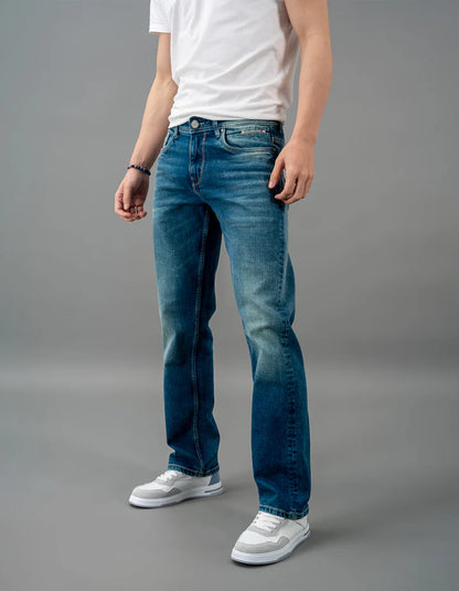 ROOKIES Med Blue 5 Pocket Midrise, Comfort And Straight Fit Jeans