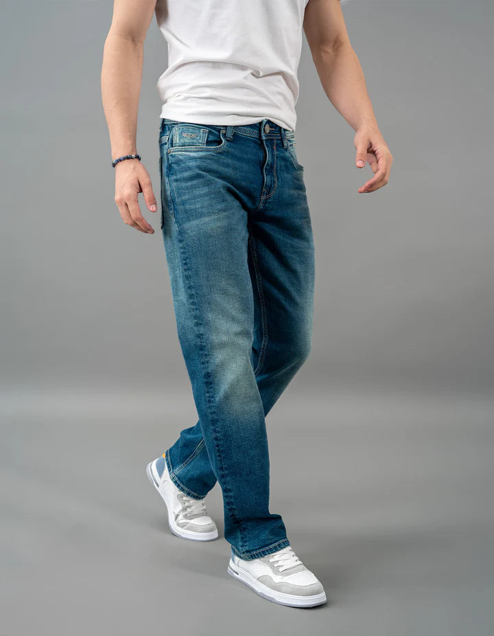 ROOKIES Med Blue 5 Pocket Midrise, Comfort And Straight Fit Jeans