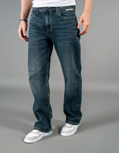 ROOKIES Med Blue 5 Pocket Midrise Loose Fit Jeans