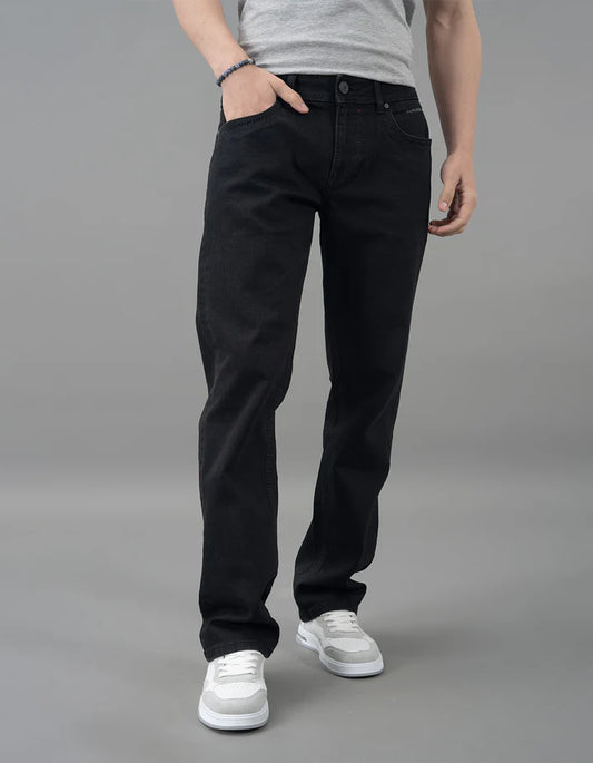 ROOKIES Black 5 Pocket Midrise, Comfort And Straight Fit Jeans