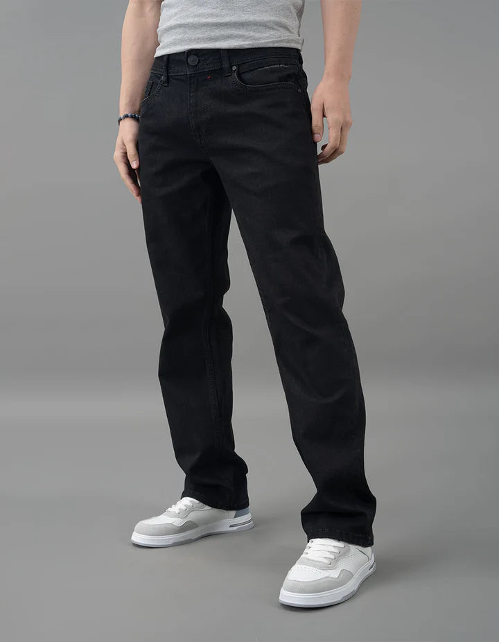 ROOKIES Black 5 Pocket Midrise, Comfort And Straight Fit Jeans