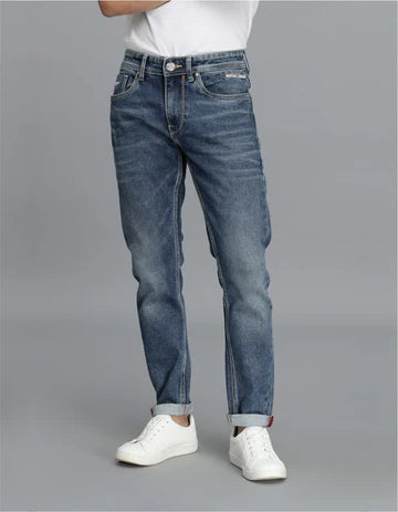 ROOKIES Men's Med Blue 5 Pocket Low-Rise Ankle Length Jeans