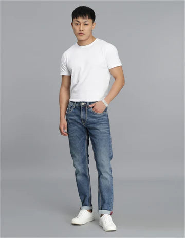 ROOKIES Men's Med Blue 5 Pocket Low-Rise Ankle Length Jeans