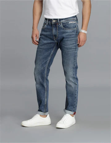ROOKIES Men's Med Blue 5 Pocket Low-Rise Ankle Length Jeans