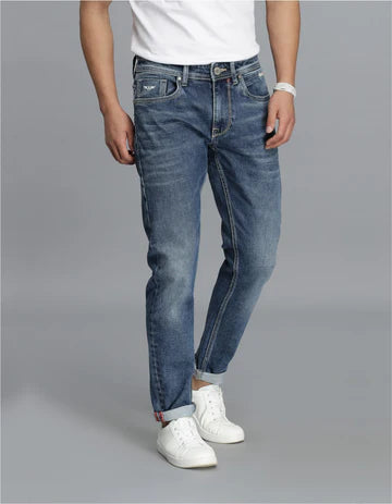 ROOKIES Men's Med Blue 5 Pocket Low-Rise Ankle Length Jeans