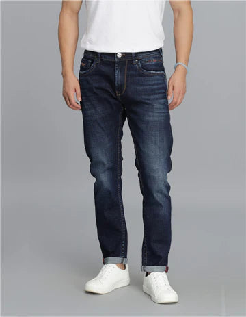 ROOKIES Men's Dk Blue 5 Pocket Low-Rise Ankle Length Jeans