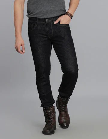 ROOKIES Men's Dk Blue 5 Pocket Mid-Rise Slim Straight Fit Jeans