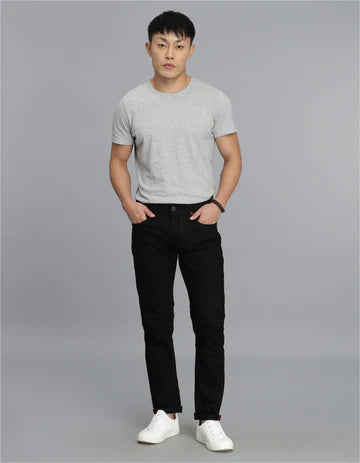 ROOKIES Men's Black 5 Pocket Low-Rise Ankle Length Jeans