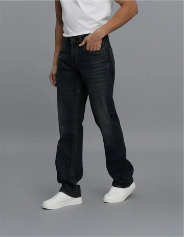 ROOKIES Men's Dk Blue 5 Pocket Midrise, Comfort And Straight Fit Jeans