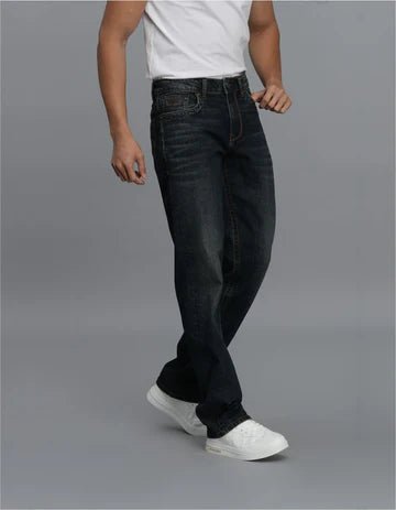 ROOKIES Men's Dk Blue 5 Pocket Midrise, Comfort And Straight Fit Jeans