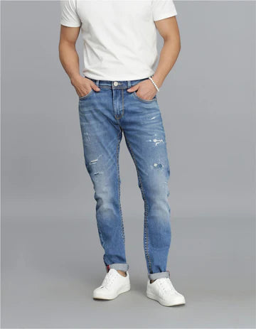 ROOKIES Men's Med Blue 5 Pocket Low-Rise Ankle Length Jeans