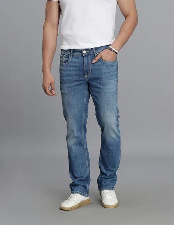 ROOKIES Men's Med Blue 5 Pocket Midrise Loose Fit Jeans