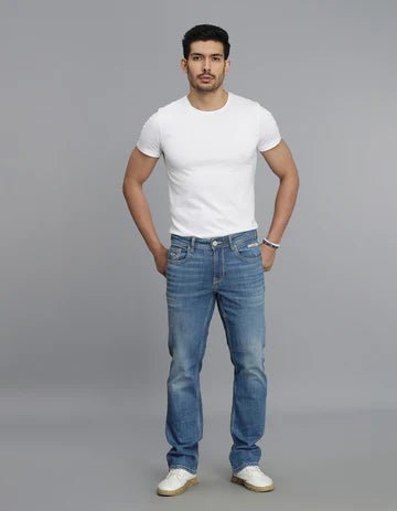 ROOKIES Men's Med Blue 5 Pocket Midrise Loose Fit Jeans