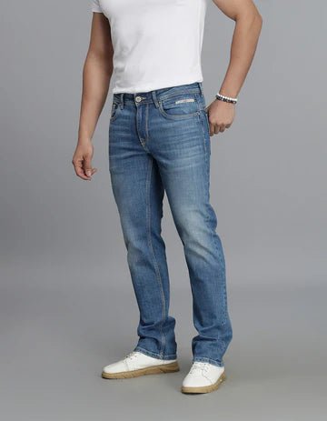 ROOKIES Men's Med Blue 5 Pocket Midrise Loose Fit Jeans