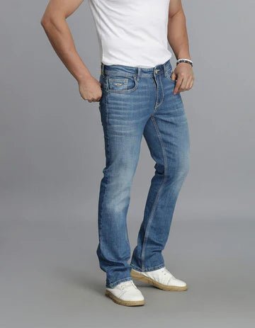 ROOKIES Men's Med Blue 5 Pocket Midrise Loose Fit Jeans