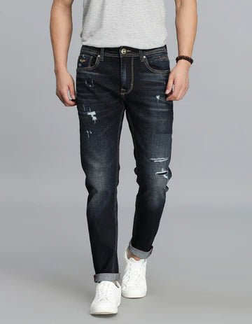 ROOKIES Men's Dk Blue 5 Pocket Low-Rise Ankle Length Jeans