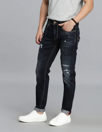 ROOKIES Men's Dk Blue 5 Pocket Low-Rise Ankle Length Jeans