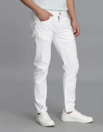 ROOKIES Men's White 5 Pocket Low-Rise Ankle Length Jeans