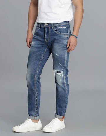 ROOKIES Men's Med Blue 5 Pocket Low-Rise Ankle Length Jeans