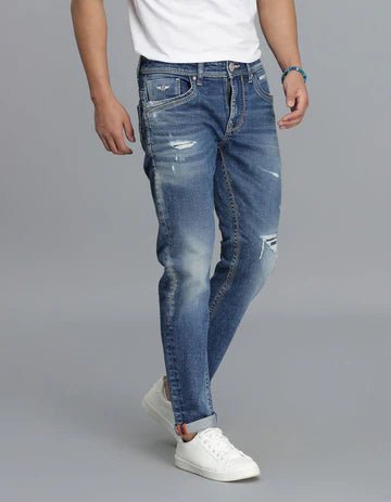 ROOKIES Men's Med Blue 5 Pocket Low-Rise Ankle Length Jeans