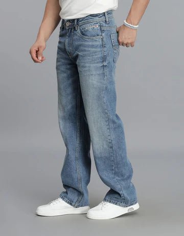 ROOKIES Men's Med Blue 5 Pocket Midrise Loose Fit jeans