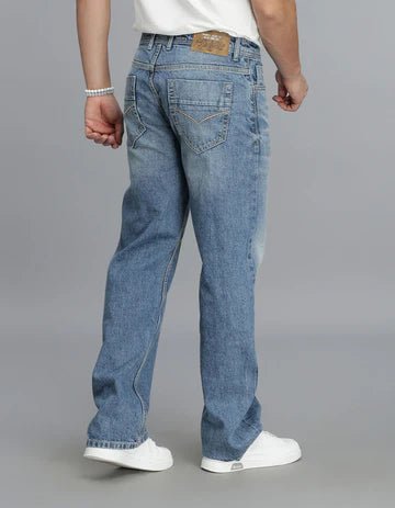 ROOKIES Men's Med Blue 5 Pocket Midrise Loose Fit jeans
