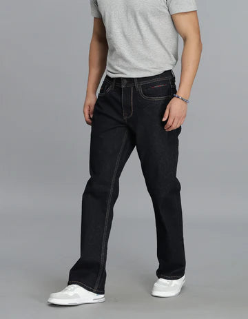 Dk Blue 5 Pocket Mid Rise Loose Boot Leg Cropped Jeans