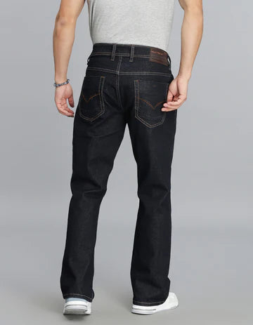 Dk Blue 5 Pocket Mid Rise Loose Boot Leg Cropped Jeans