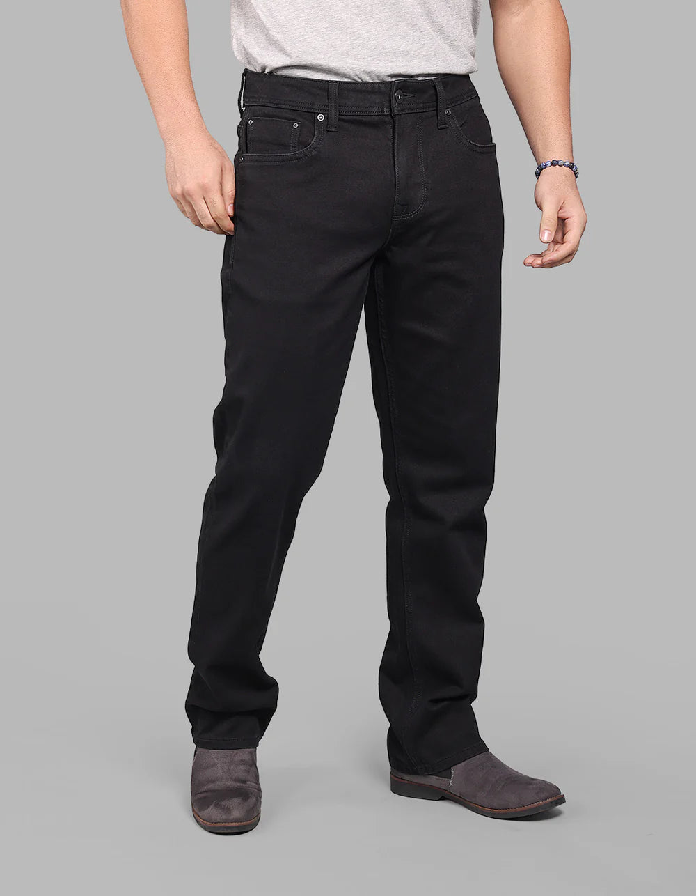 ROOKIES Black Midrise, Comfort And Straight Fit Stretch Jeans