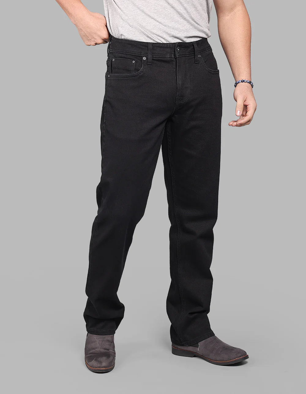 ROOKIES Black Midrise, Comfort And Straight Fit Stretch Jeans