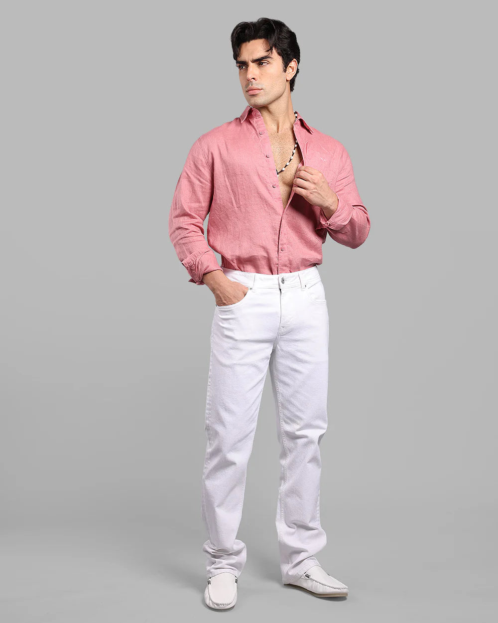 ROOKIES  White Midrise, Comfort And Straight Fit Stretch Jeans